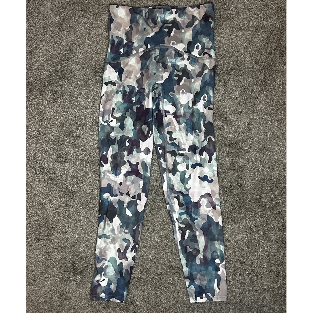 Spanx Sara Blakey Crop Leggings Small Abstract Camo Print High Waist Athleisure